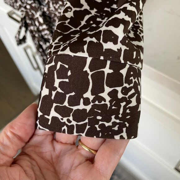 Jacob 3/4 Slv Poly Blend Animal Print Wrap Dress Chocolate Brown + White Sz XS - Picture 10 of 14
